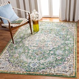 SAFAVIEH Boho Rug for Living Room, Dining Room, Bedroom - Madison Collection, Short Pile, in Green and Turquoise, 183 X 274 cm