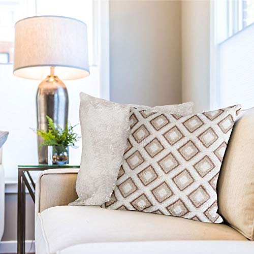 Emma Barclay Pisa Geometric Jacquard Cushion Cover in Cream - 17x17 (43x43cm)