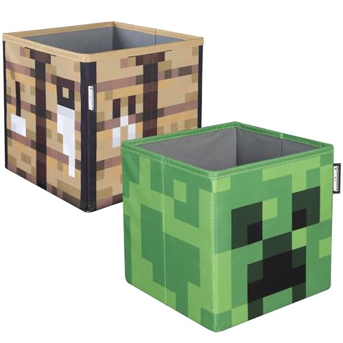 Minecraft Set of 2 Fabric Storage Boxes Creeper head/crate