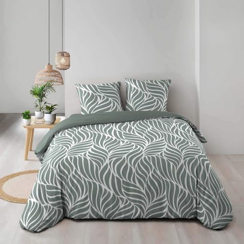 Douceur d'Intérieur, Morgane Sage 3-Piece Bedding Set (240 x 220 cm) 100% Cotton