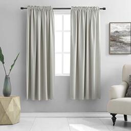 "DONREN Blackout Curtains for Small Windows, 100% Polyester, Pastel Grey, 2 Pack-42"" wide by 63"" long"