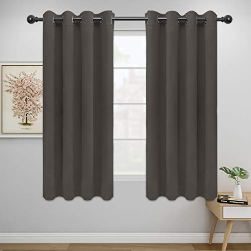 Easy-Going Blackout Curtains for Bedroom, Solid Thermal Insulated Grommet and Noise Reduction Window Drapes, Room Darkening Curtains for Living Room, 2 Panels (52x63 in,Taupe)
