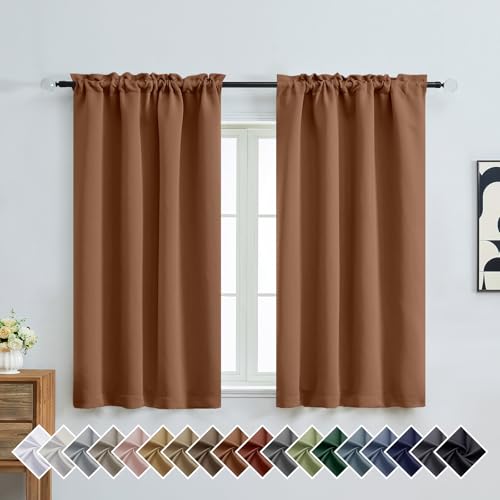 OVZME Sun Baked Short Blackout Curtains for Bedroom 54 Inches Long 2 Panels, Modern Window Treatment Thermal Insulated Curtains for Living Room, Dual Rod Pocket Blackout Drapes, 2x40Wx54L Inches