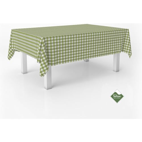 ECOMMERC3 - Stain Resistant Vichy Tablecloth for Rectangular Table Size 200 x 140 cm - Vichy Tablecloth with Extra Soft and Waterproof Touch Pistachio