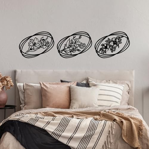 Stylish Black Decorative Metal Wall Accessory (3 Pieces), 45 x 60 cm, 100% Metal, 1.5 mm Thick, Perfect for Modern Home Decor & Gallery Walls