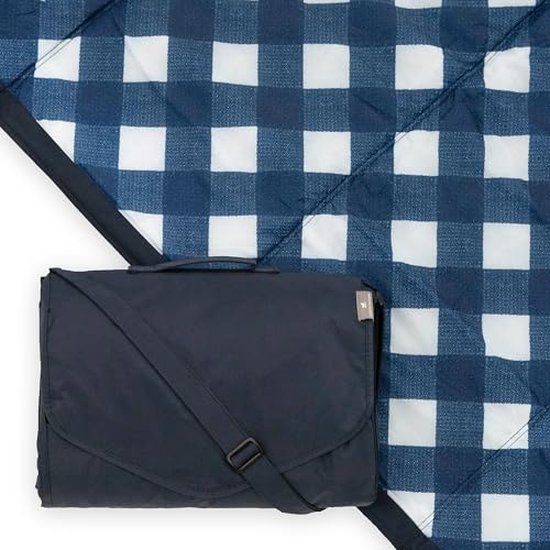 Little Unicorn - Premium Washable Picnic Blanket - Water-Repellent Play Blanket with Insulated Waterproof Backing, Beach Blanket - 152 x 152 cm - Various Sizes (Navy Plaid)