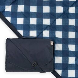Little Unicorn - Premium Washable Picnic Blanket - Water-Repellent Play Blanket with Insulated Waterproof Backing, Beach Blanket - 152 x 152 cm - Various Sizes (Navy Plaid)