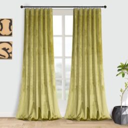 "Roslyn Velvet Pocket Curtains, Polyester, Yellow Cyan., 52""Wx108""L (2 Panels)"