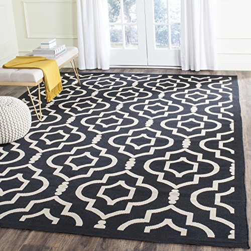 Safavieh Trellis Indoor/Outdoor Woven Rectangle Area Rug, Courtyard Collection, CY6926, in Black / Beige, 79 X 152 cm for Garden, Patio or Any Outdoor Space