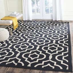 Safavieh Trellis Indoor/Outdoor Woven Rectangle Area Rug, Courtyard Collection, CY6926, in Black / Beige, 79 X 152 cm for Garden, Patio or Any Outdoor Space