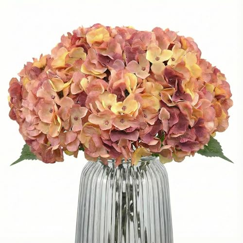 Blooming Paradise 2Bouquets Artificial Fake Flowers Plants Silk Hydrangea Arrangements Wedding Bouquets Decorations Plastic Floral Home Kitchen Garden Party Festival Bar DIY(Champagne-Dusty Pink)