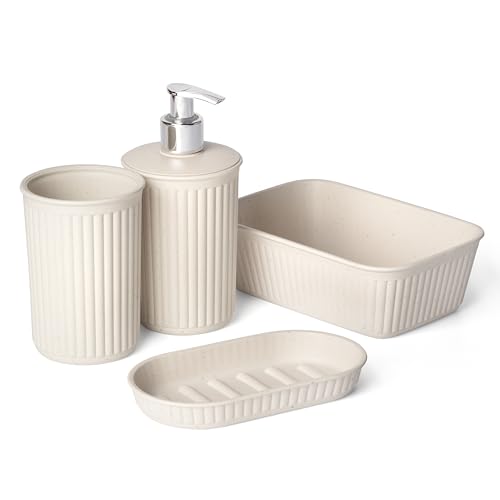 TATAY Soap Dispenser Ecohome 100% Recycled Plastic Polypropylene - Soap Dispenser Bathroom - 100% Recycled Plastic - BPA-Free Material - Durable Polypropylene - Easy Daily Bathroom Care, Beige