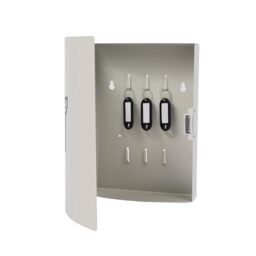 Relaxdays key cabinet, with door, 9 hooks, key symbol, HWD: 24x21x6.5 cm, magnetic closure, white