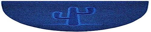Nicoman Embossed Halfmoon Half Circle Door Mat Dirt-Trapper Jet-Washable Doormat 70x44cm (Blue, CACTUS Shape) - Use on Carpet ONLY