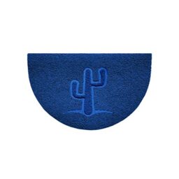 Nicoman Embossed Halfmoon Half Circle Door Mat Dirt-Trapper Jet-Washable Doormat 70x44cm (Blue, CACTUS Shape) - Use on Carpet ONLY