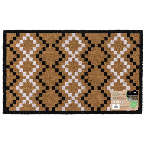 JVL Eco-Friendly Latex Backed Coir Entrance Doormat, 45x75cm - Diamond Pixel