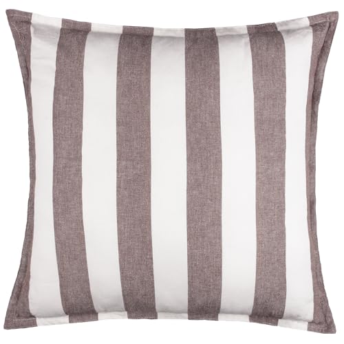 Yard Hayle Cushion Cover – Reversible Water Resistant Striped Soft Cotton Outdoor Decorative Case (Chocolate – 50x50cm)