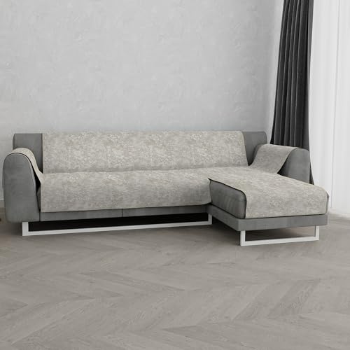 Glamour Non-Slip Sofa Cover, Made in Italy, Right Peninsula Beige 190 cm