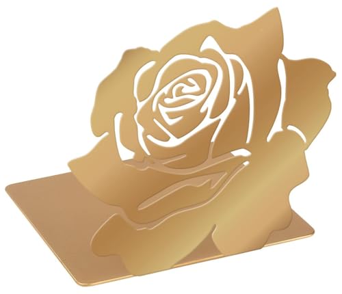 Moses. libri_x Bookend Reading Garden - Golden Metal Book Stand with Rose Motif, Decorative Book Holder for Bookcase, Desk and Favorite Books, Cut-Out Look