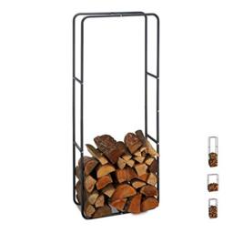 Relaxdays Firewood Rack, Log Stacking Aid, Steel, For In- and Outdoor Use, Wood Pile Shelf, H x W 150 x 60 cm, Anthracite