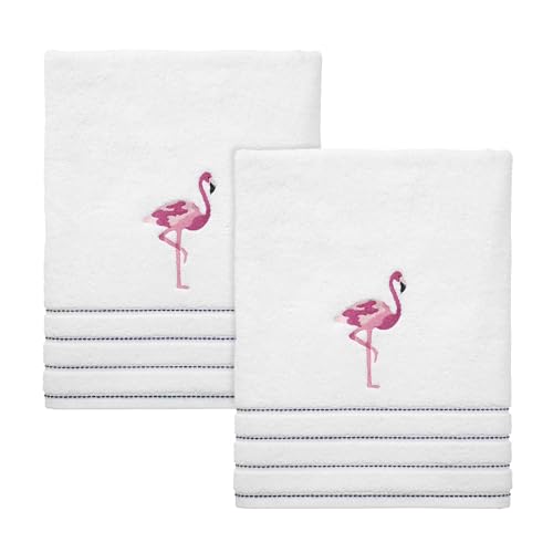 Izod Bathroom Accessories Flamingo Collection, 2pc Bath Towels, White