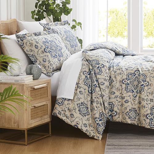 Southshore Fine Living, Inc. Persia Collection Twin Duvet Cover Bedding Set Printed Duvet Cover Bedspread 2-Piece with one Matching sham (69 in Wide x 98 in Long), Indigo Blue, Twin/Twin XL