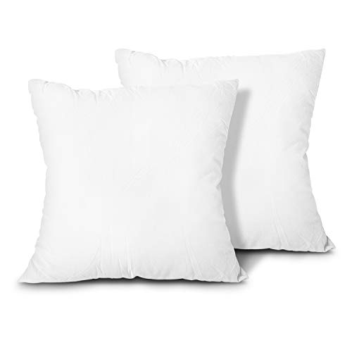 Edow Throw Pillow Inserts, Set of 2 Lightweight Down Alternative Polyester Pillow, Couch Cushion, Sham Stuffer, Machine Washable. (White, 18x18) @ M&A STYLES LTD