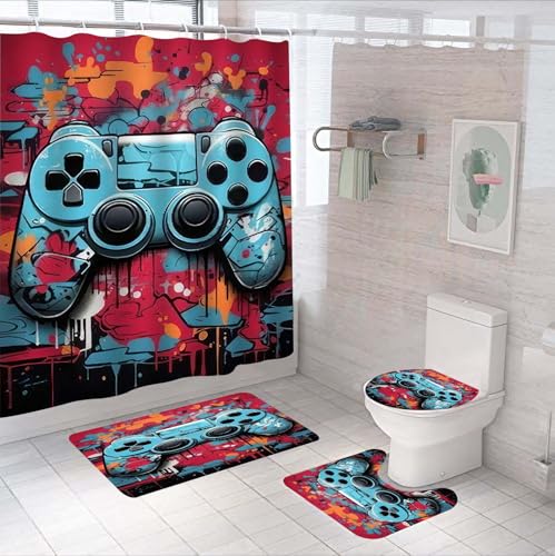 NORBEY Colorful Boy Game Shower Curtain Sets