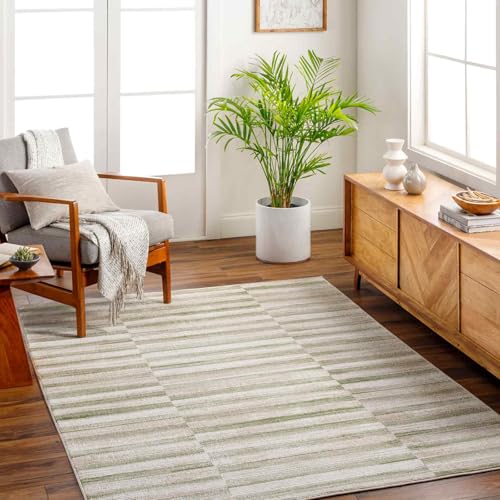 Livabliss Lipnik Geometric Rug - Scandi Area Rugs Living Room 200x275 cm, Dining, Kitchen - Neutral, Abstract Patterned Rugs, Boho Rug Style, Easy Care Pile - Large Rug, Ivory, Tan, Olive, Taupe Rug