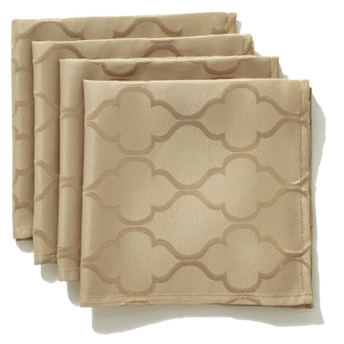SASTYBALE Jacquard Napkin Flower Pattern Polyester Table Cover - Spill Proof, Wrinkle Resistant, Dust-Proof - Gold, 20x20