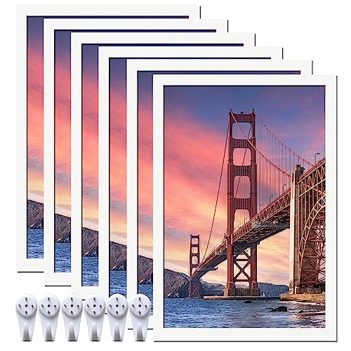 ijuerybai 6 Sets 8x12 Picture Frame, Frames for 8 x 12 Canvas Collage Photo Poster Certificate Wall Gallery, High Transparent Horizontal Vertical White 8 by 12 Inches