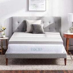 LUCID Bamboo Charcoal Memory Foam Mattress Topper 7.5 cm - Mattress Topper 100 x 200 cm, Grey