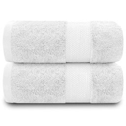 GC GAVENO CAVAILIA 100% Cotton Pack of 2 Bath Sheets, Premium Quality 700 GSM Fade Resistant Extra Absorbent Towels, Egyptian, White, 90x140 Cm