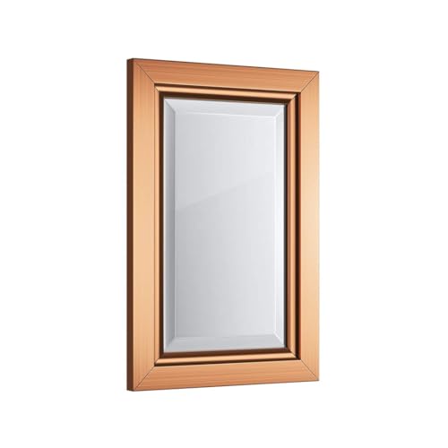 iBathUK Mirana Wall Mounted Framed Bathroom Mirror, Modern Rectangular Portrait or Landscape Design Copper-Free Silver Mirror with PVC Frame in Copper, 450 x 300mm