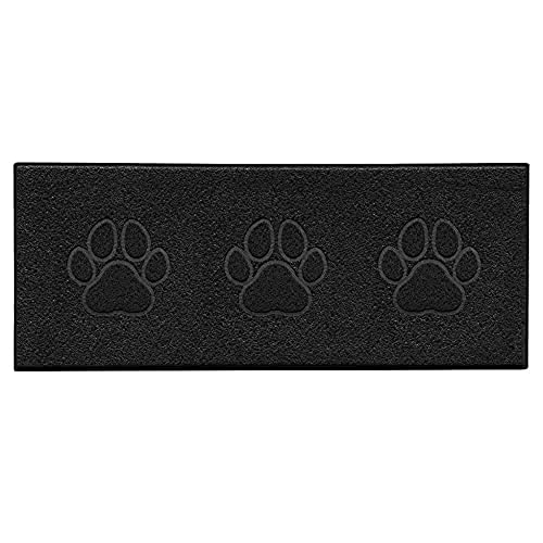 Nicoman Triple Paw Embossed Shape Indoor Outdoor Dirt-Trapper Door Mat Washable Barrier Heavy Duty Doormat - (Watertight Rubber-Back, Runner, Black, 150 x 60cm)