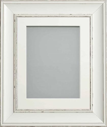 Frame Company Brooke Antique White Photo Frame, Off-White Mount, 8x6 for 6x4 inch, fitted with perspex