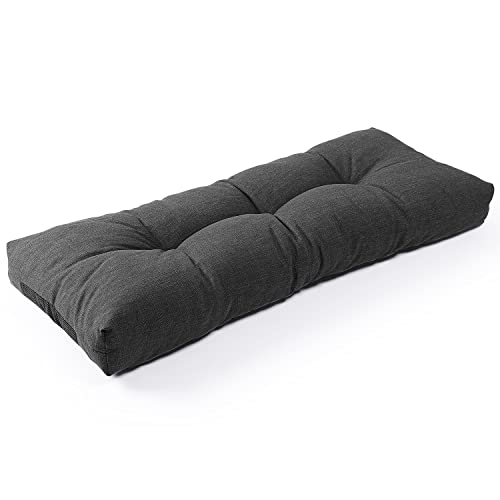 Sunrox LokGrip Non Slip Tufted Memory Foam Bench Cushion, FadeShield Water Resistant Durable Thicken Outdoor/Indoor Bench Seat Pads 30x14x4 inch, Midnight