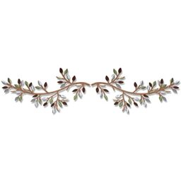 Hotop 2 Pieces Metal Tree Leaf Wall Decor Vine Olive Branch Leaf Wall Art Wrought Iron Scroll Sculptures Above the Bed, Living Room, Outdoor Decoration (Colorful,Classic Style)