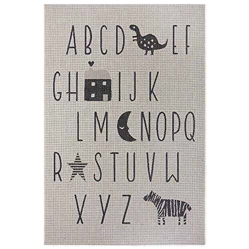 Hanse Home ABC Alphabet Children's Flat Weave Rug Cream/Black Size: 160 x 230 cm