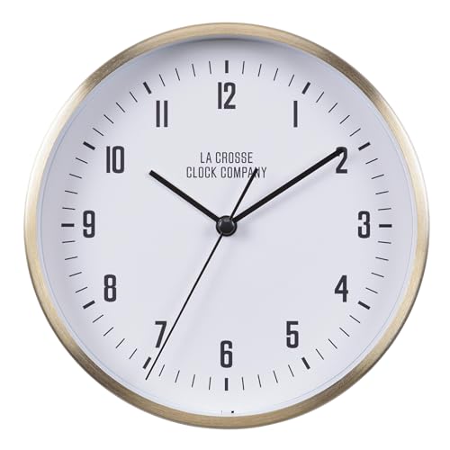 La Crosse Clock 404-3715B 6-inch Wells Brass-Finish Metal Wall/Table Quartz Clock