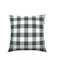 Herding Tom Tailor Flannel Cushion Cover, 40 x 40 cm, 100% Cotton/Flannel, with Reversible Motif and Coloured Brand Zip, Classic Check Green, Brown (Forest & Rusty Red)