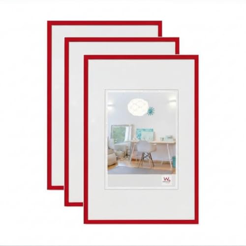 walther design - New Lifestyle KV015R3 Picture Frames, Red, 10 x 15 cm, Pack of 3 Plastic Frames