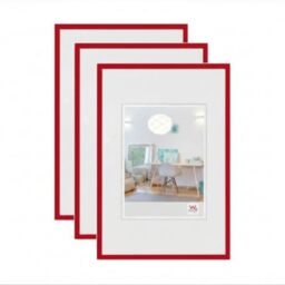 walther design - New Lifestyle KV015R3 Picture Frames, Red, 10 x 15 cm, Pack of 3 Plastic Frames