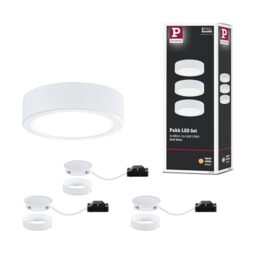 Paulmann 99989 Pukk LED furniture luminaire set round incl. 3x3.5W cabinet luminaire white plastic 2700K