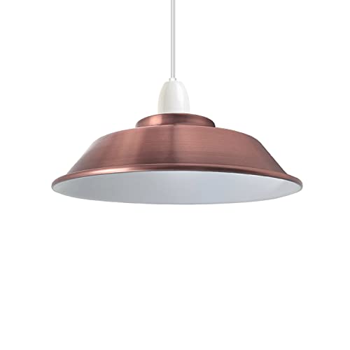 LEDSone Farmhouse Metal Lamp Shade 22cm Copper Open Style Lamp Guard Hanging Pendant Light Round Shade Hanging Light Fixture Ceiling Light Shade Perfect DIY Lamp Shade Replacement Accessories