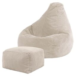 icon Dalton Kids Cord Bean Bag & Footstool with Filling Included, Beige