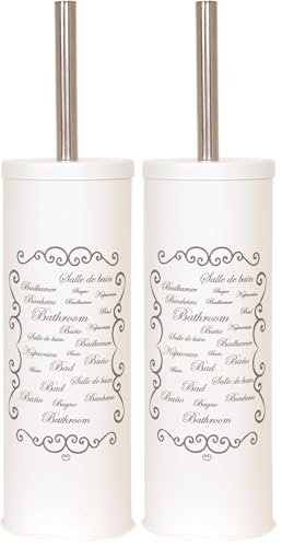 MSV Paris Toilet Brush, Stainless-Steel, Cream, 30 x 20 x 15 cm (Pack of 2)