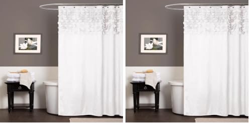 "Lush Decor Curtain, Polyester, White, 72"" W x 72"" L (Pack of 2)"