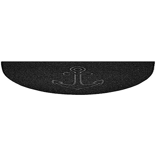 Nicoman Embossed Halfmoon Half Circle Door Mat Dirt-Trapper Jet-Washable Doormat 70x44cm (Black, ANCHOR Shape) - Use on Carpet ONLY