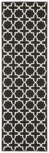 Hanse Home Glam Rug Runner 80 x 400 cm - Soft Short Pile Rug Geometric Design Runner for Hallway, Bedroom, Children's Room, Bathroom, Living Room, Kitchen, Decorative Runner - Black